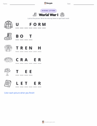 World War I printable worksheet preview
