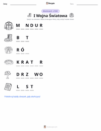 Podgląd drukowalnego arkusza ćwiczeń I wojna światowa