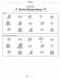 I. Dünya Savaşı yazdırılabilir çalışma sayfası önizlemesi