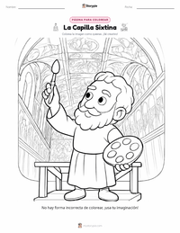 Página para colorear de El Techo de la Capilla Sixtina para niños