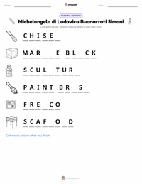 Michelangelo di Lodovico Buonarroti Simoni printable worksheet preview