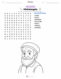 Prévia da folha de atividades imprimível Michelangelo di Lodovico Buonarroti Simoni
