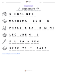 Mileva Marić printable worksheet preview