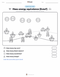 Mass–energy equivalence (E=mc²) printable worksheet preview