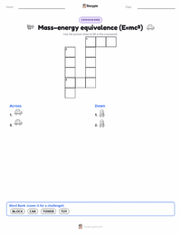 Mass–energy equivalence (E=mc²) printable worksheet preview