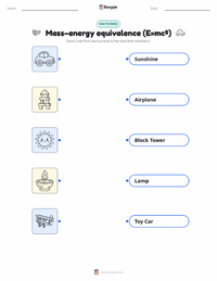 Mass–energy equivalence (E=mc²) printable worksheet for kids