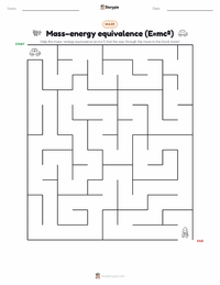 Mass–energy equivalence (E=mc²) printable worksheet preview