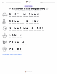 Prabaca lembar kerja cetak Energi