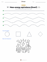 Mass–energy equivalence (E=mc²) printable worksheet preview