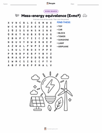 Mass–energy equivalence (E=mc²) printable worksheet preview