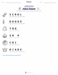 Julius Caesar printable worksheet preview