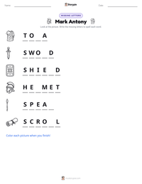 Mark Antony printable worksheet preview