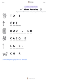 Aperçu de la feuille de travail imprimable Marc Antoine