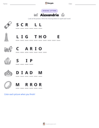 Alexandria printable worksheet preview