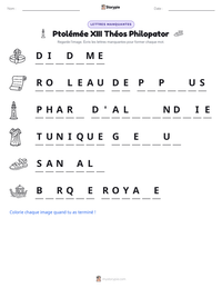 Aperçu de la feuille de travail imprimable Ptolémée XIII Théos Philopator