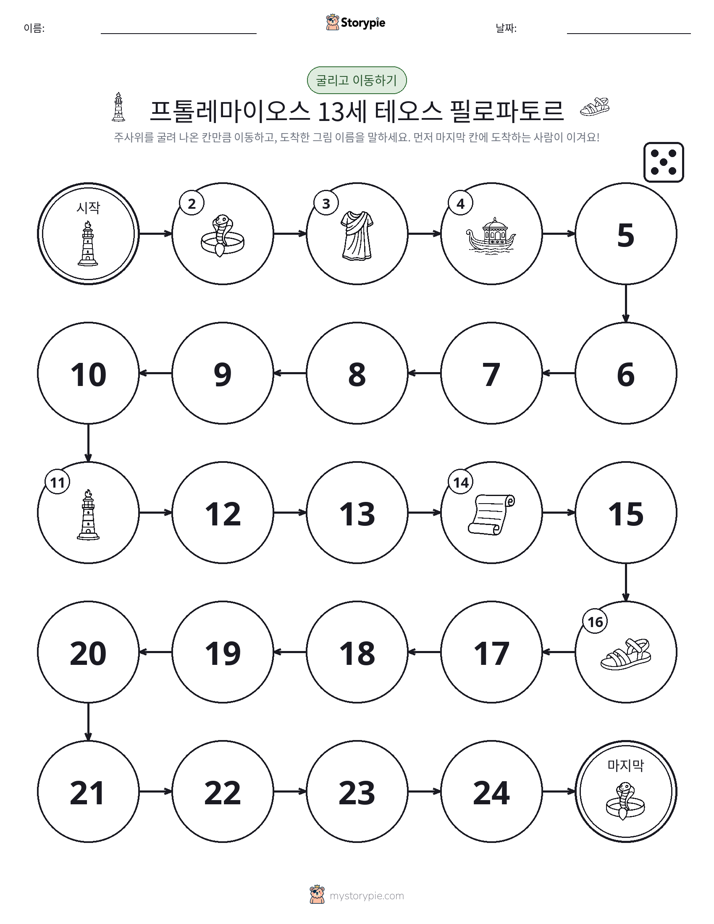 주사위 굴리고 이동하기 게임