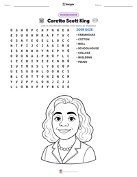 Coretta Scott King afdrukbare werkblad voorbeeld
