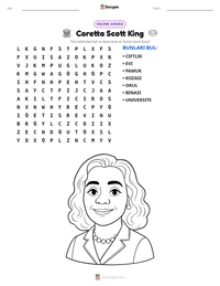 Coretta Scott King yazdırılabilir çalışma sayfası önizlemesi