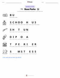 Rosa Parks printable worksheet preview