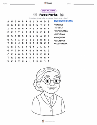 Prévia da folha de atividades imprimível Rosa Parks
