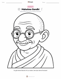 Mahatma Gandhi Malvorlage für Kinder