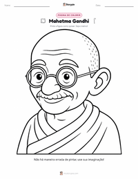 Página de colorir Mahatma Gandhi para crianças