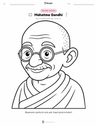 Mahatma Gandhi çocuklar için boyama sayfası