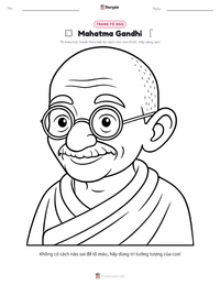 Trang tô màu Mahatma Gandhi cho trẻ em