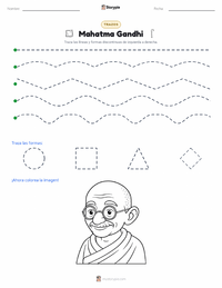 Vista previa de la hoja de trabajo imprimible de Mahatma Gandhi