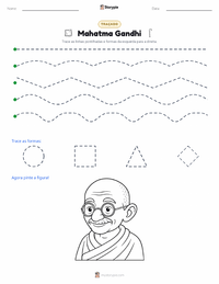 Prévia da folha de atividades imprimível Mahatma Gandhi
