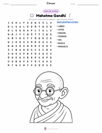 Vista previa de la hoja de trabajo imprimible de Mahatma Gandhi