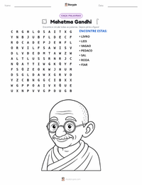 Prévia da folha de atividades imprimível Mahatma Gandhi