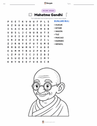 Mahatma Gandhi yazdırılabilir çalışma sayfası önizlemesi