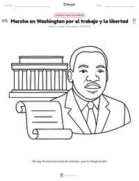 Página para colorear de Marcha en Washington por el trabajo y la libertad para niños