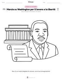 Pagina da colorare di Marcia su Washington per il lavoro e la libertà per bambini
