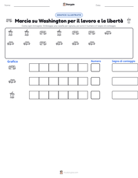 Anteprima della scheda stampabile di Marcia su Washington per il lavoro e la libertà