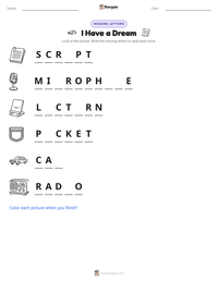 I Have a Dream printable worksheet preview