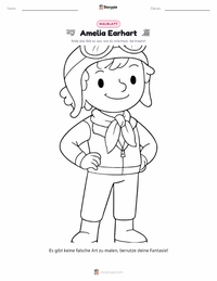 Amelia Earhart Malvorlage für Kinder