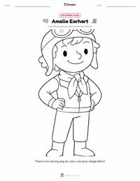 Amelia Earhart coloring page for kids