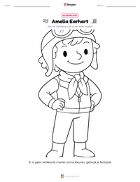 Amelia Earhart kleurplaat voor kinderen