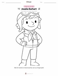 Página de colorir Amelia Earhart para crianças