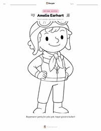 Amelia Earhart çocuklar için boyama sayfası