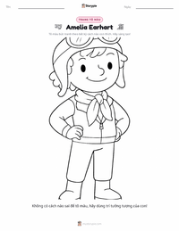 Trang tô màu Amelia Earhart cho trẻ em