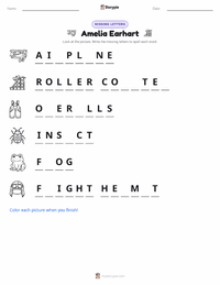 Amelia Earhart printable worksheet preview