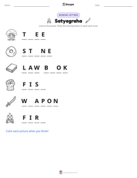 Satyagraha printable worksheet preview