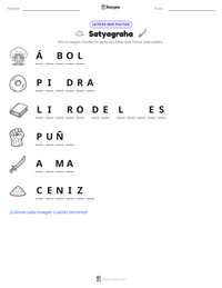 Vista previa de la hoja de trabajo imprimible de Satyagraha