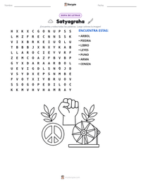 Vista previa de la hoja de trabajo imprimible de Satyagraha