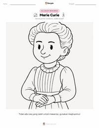 Halaman mewarnai Marie Curie untuk anak-anak