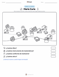 Vista previa de la hoja de trabajo imprimible de Marie Curie