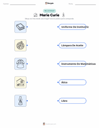 Hoja de trabajo imprimible de Marie Curie para niños